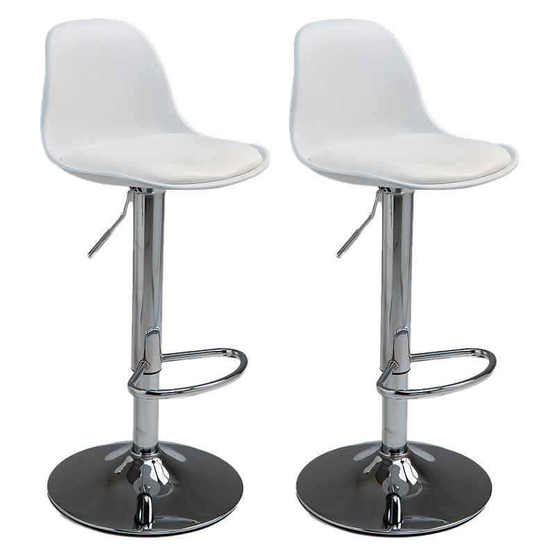 コンテンポラリーメタリーバースツールローバックフェイクレザークッションフットレストスツール