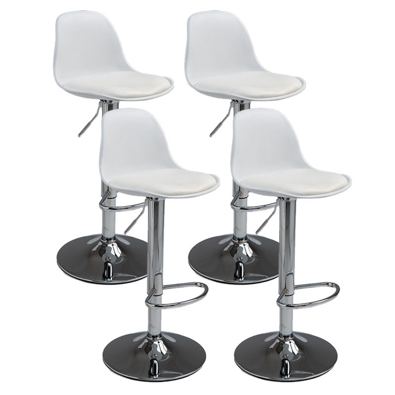 コンテンポラリーメタリーバースツールローバックフェイクレザークッションフットレストスツール