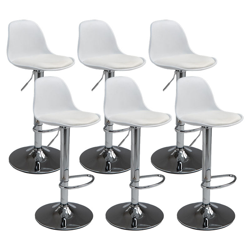 コンテンポラリーメタリーバースツールローバックフェイクレザークッションフットレストスツール