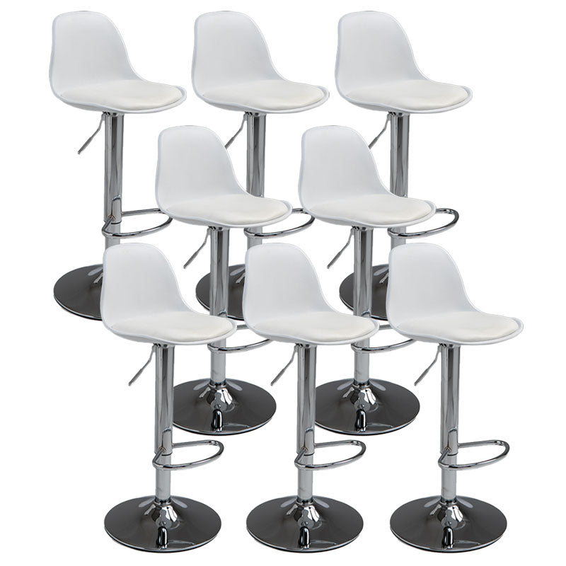 コンテンポラリーメタリーバースツールローバックフェイクレザークッションフットレストスツール