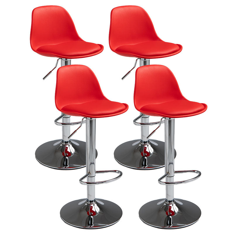 コンテンポラリーメタリーバースツールローバックフェイクレザークッションフットレストスツール