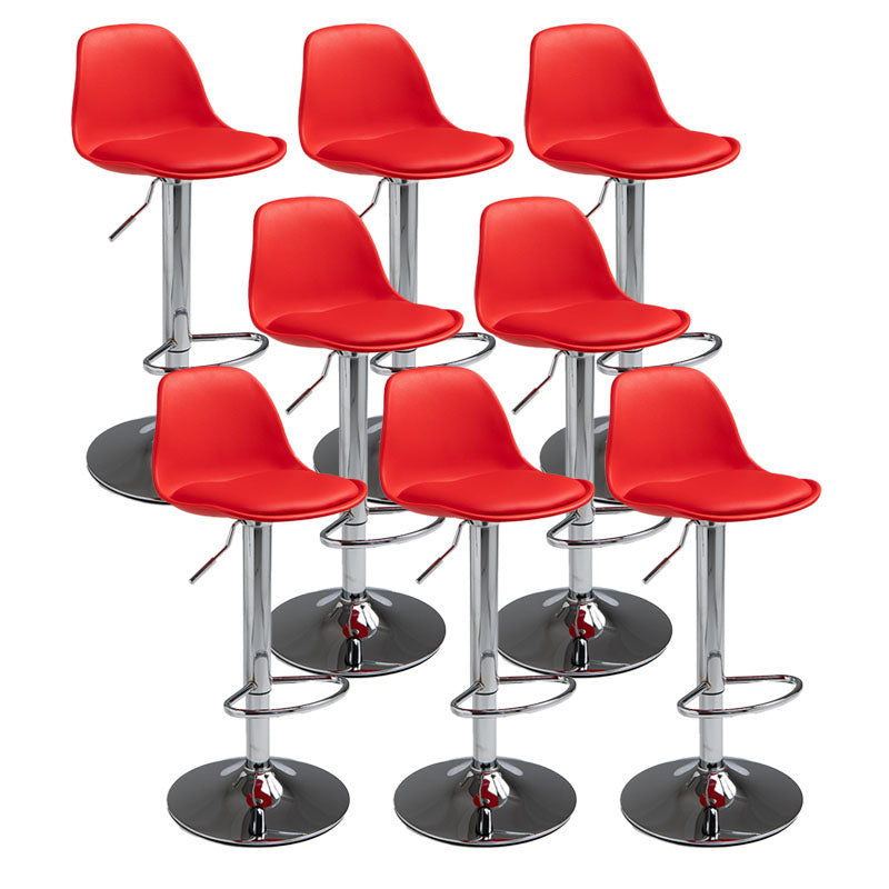 コンテンポラリーメタリーバースツールローバックフェイクレザークッションフットレストスツール