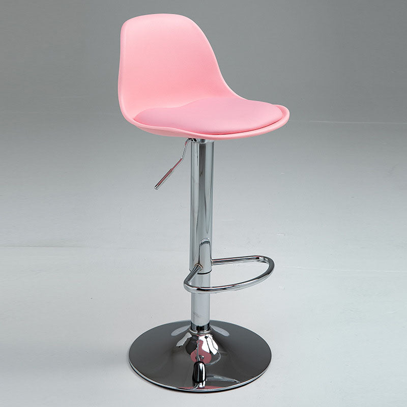 コンテンポラリーメタリーバースツールローバックフェイクレザークッションフットレストスツール