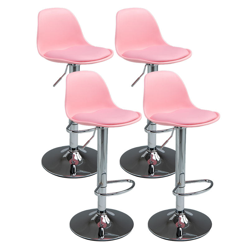 コンテンポラリーメタリーバースツールローバックフェイクレザークッションフットレストスツール