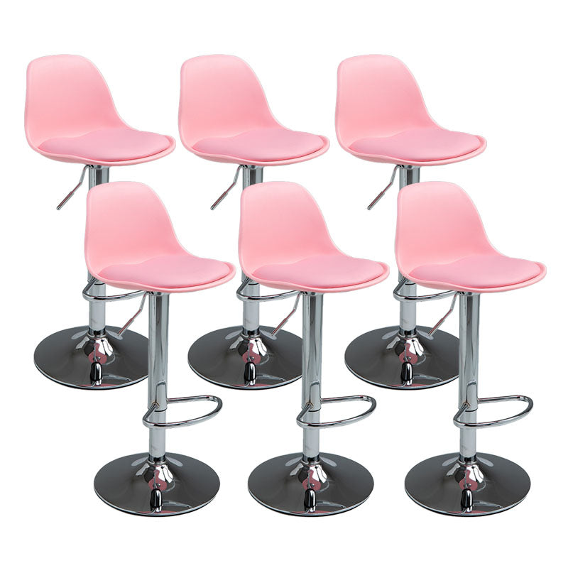 コンテンポラリーメタリーバースツールローバックフェイクレザークッションフットレストスツール