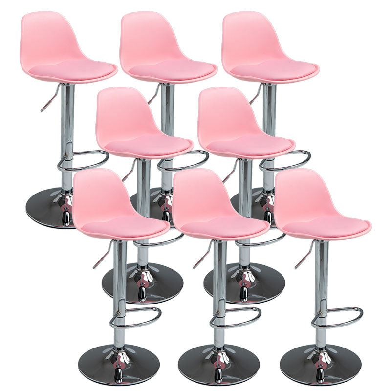 コンテンポラリーメタリーバースツールローバックフェイクレザークッションフットレストスツール