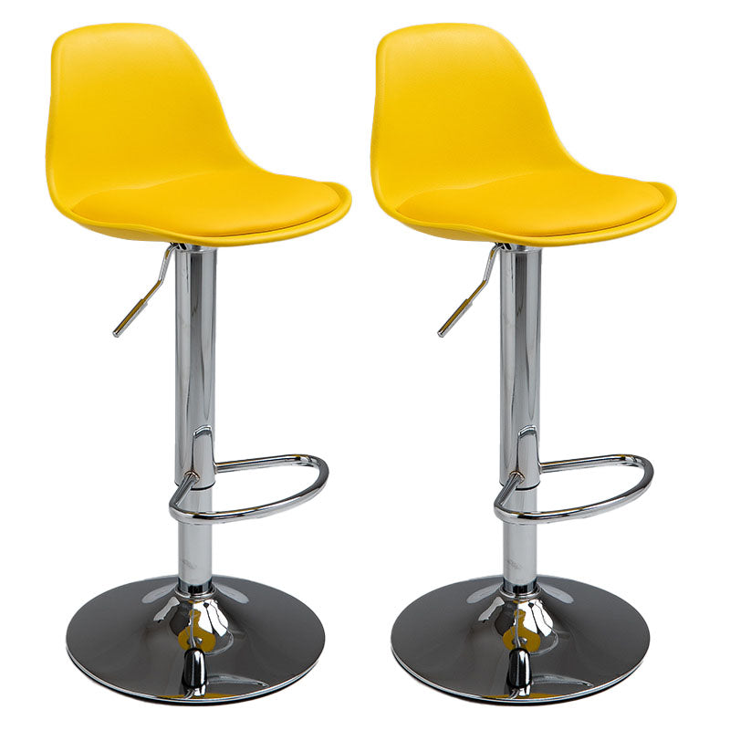 コンテンポラリーメタリーバースツールローバックフェイクレザークッションフットレストスツール