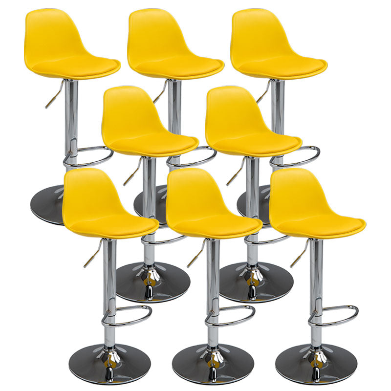 コンテンポラリーメタリーバースツールローバックフェイクレザークッションフットレストスツール