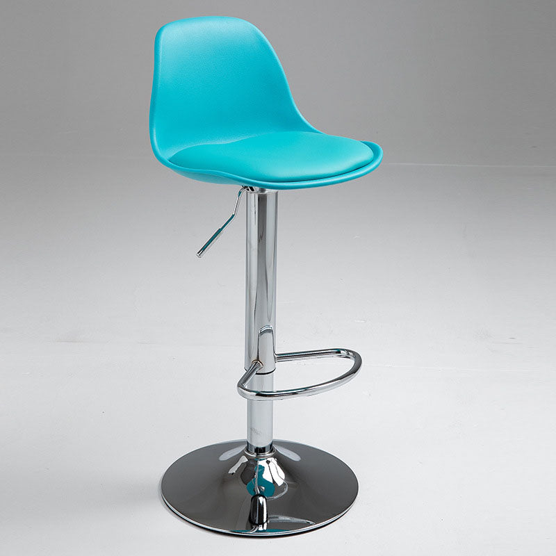 コンテンポラリーメタリーバースツールローバックフェイクレザークッションフットレストスツール