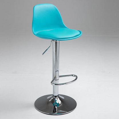 コンテンポラリーメタリーバースツールローバックフェイクレザークッションフットレストスツール