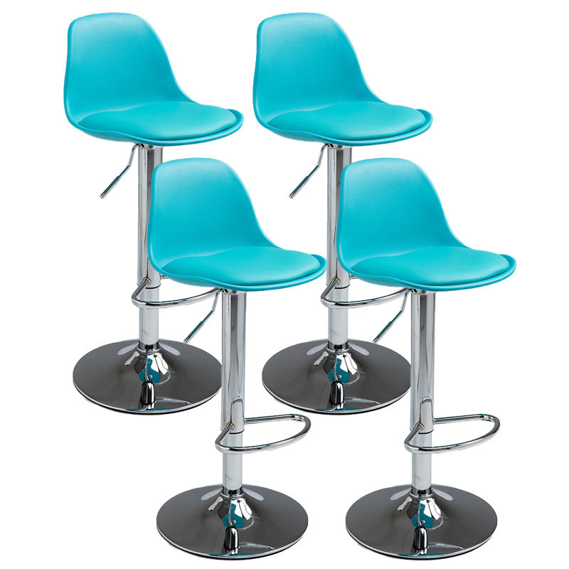 コンテンポラリーメタリーバースツールローバックフェイクレザークッションフットレストスツール