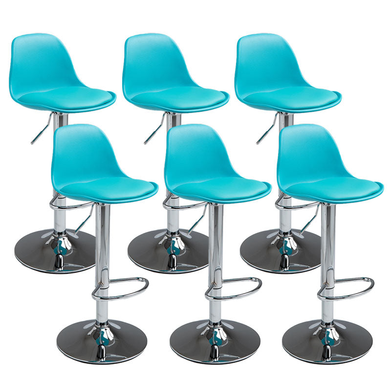 コンテンポラリーメタリーバースツールローバックフェイクレザークッションフットレストスツール