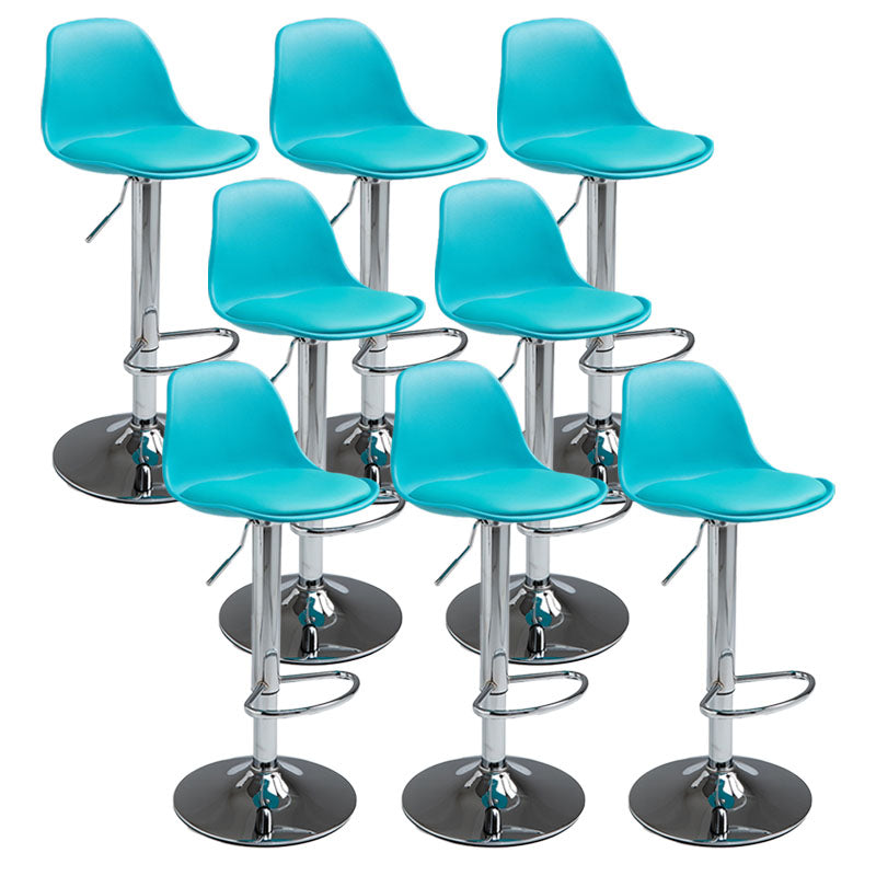 コンテンポラリーメタリーバースツールローバックフェイクレザークッションフットレストスツール