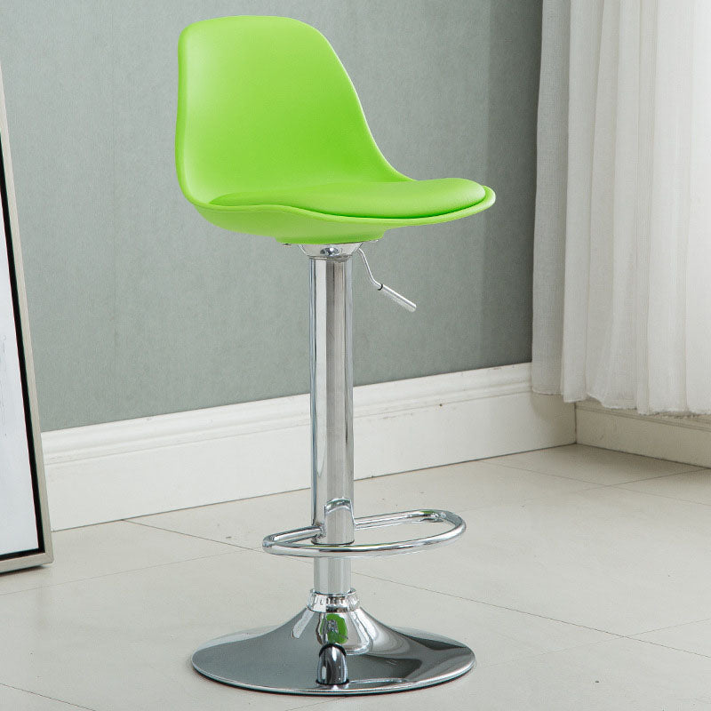 コンテンポラリーメタリーバースツールローバックフェイクレザークッションフットレストスツール