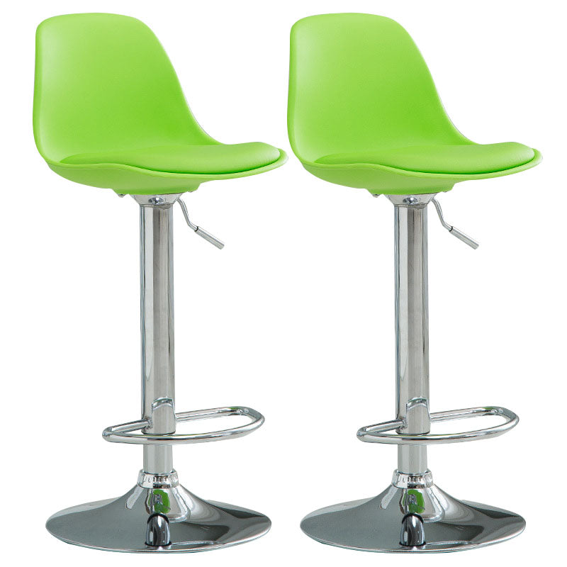 コンテンポラリーメタリーバースツールローバックフェイクレザークッションフットレストスツール