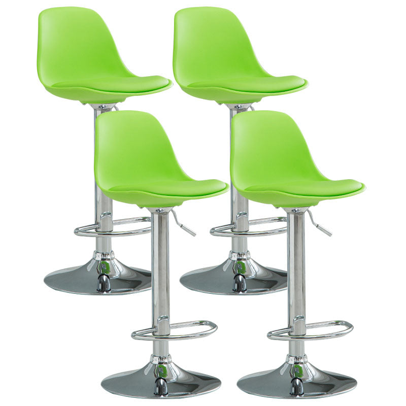 コンテンポラリーメタリーバースツールローバックフェイクレザークッションフットレストスツール