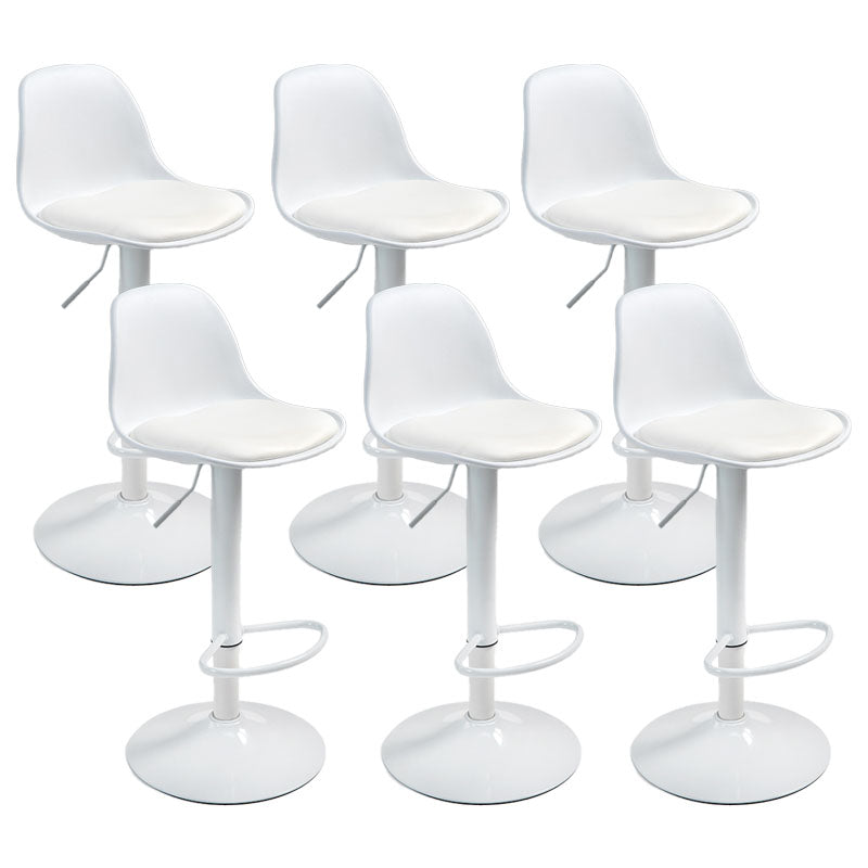 コンテンポラリーメタリーバースツールローバックフェイクレザークッションフットレストスツール