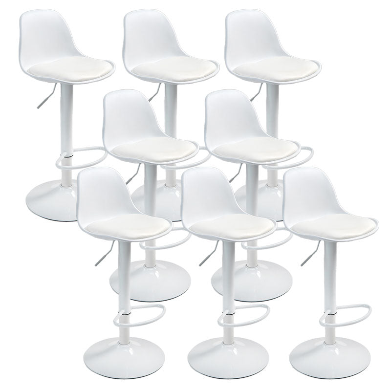 コンテンポラリーメタリーバースツールローバックフェイクレザークッションフットレストスツール