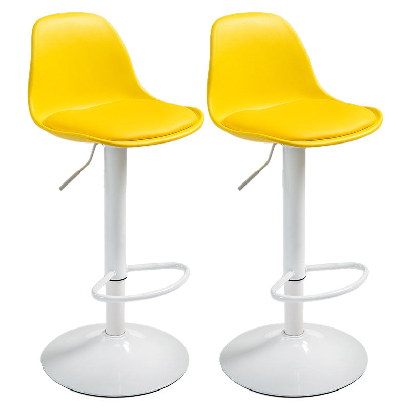 コンテンポラリーメタリーバースツールローバックフェイクレザークッションフットレストスツール