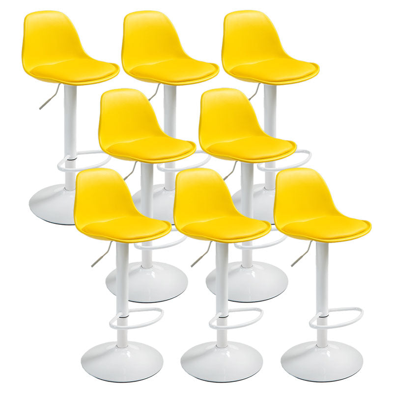 コンテンポラリーメタリーバースツールローバックフェイクレザークッションフットレストスツール