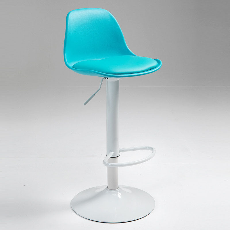 コンテンポラリーメタリーバースツールローバックフェイクレザークッションフットレストスツール