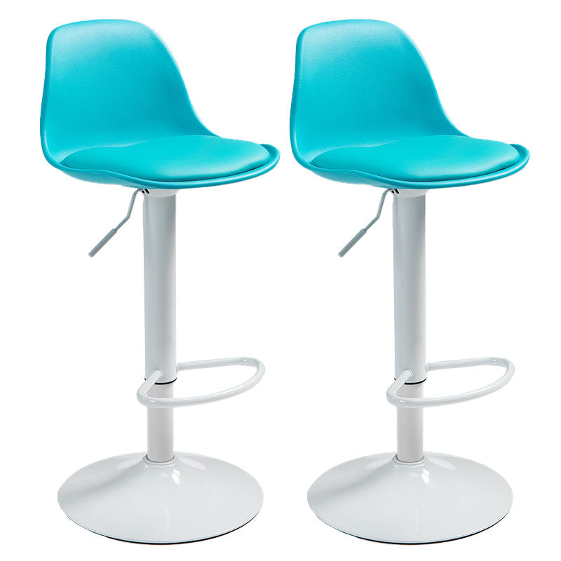 コンテンポラリーメタリーバースツールローバックフェイクレザークッションフットレストスツール