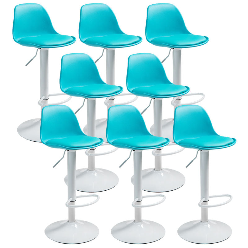 コンテンポラリーメタリーバースツールローバックフェイクレザークッションフットレストスツール