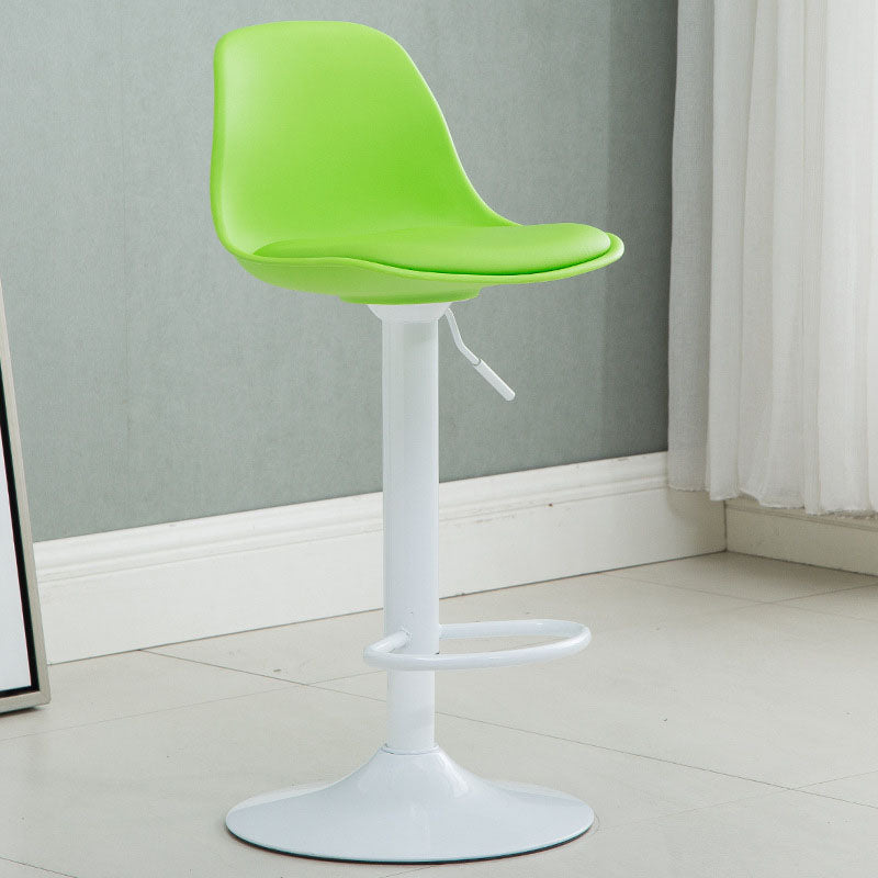 コンテンポラリーメタリーバースツールローバックフェイクレザークッションフットレストスツール