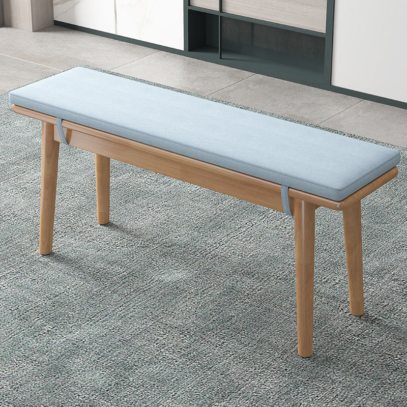11.8 Inch Wide Modern Bench Solid Wood Seating Bench with Legs Wood+Blue Clearhalo 'Benches' 'Chairs & Seating' 'furn' 'furn_benches' 'Furniture' 'Living Room Furniture' 5969167