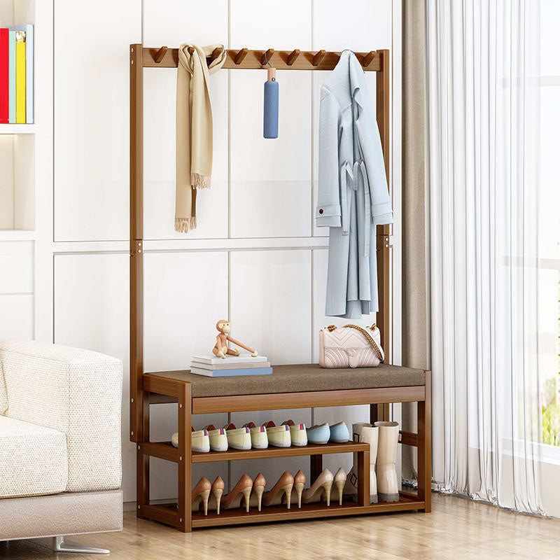 Modern Style Coat Rack Plain Solid Wood Free Standing Coat Hooks Design with Shoes Storage Clearhalo 'Entry & Mudroom Furniture' 'furn' 'furn_hall_tree_coat_racks' 'Furniture' 'Hall Trees & Coat Racks' 'hall_tree_coat_racks' 5969183