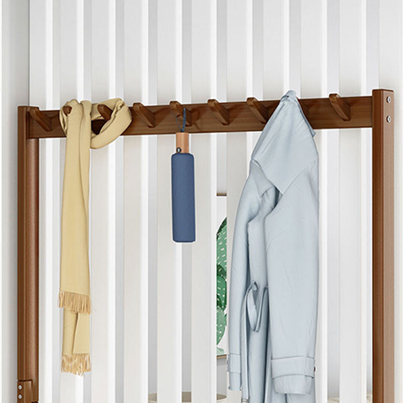 Modern Style Coat Rack Plain Solid Wood Free Standing Coat Hooks Design with Shoes Storage Clearhalo 'Entry & Mudroom Furniture' 'furn' 'furn_hall_tree_coat_racks' 'Furniture' 'Hall Trees & Coat Racks' 'hall_tree_coat_racks' 5969187