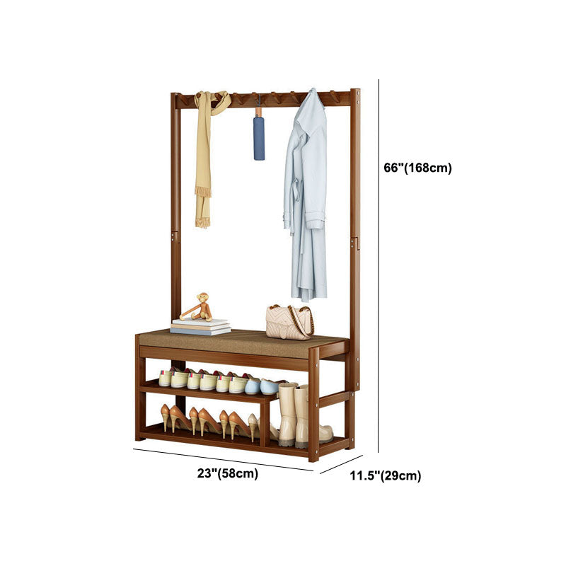 Modern Style Coat Rack Plain Solid Wood Free Standing Coat Hooks Design with Shoes Storage Clearhalo 'Entry & Mudroom Furniture' 'furn' 'furn_hall_tree_coat_racks' 'Furniture' 'Hall Trees & Coat Racks' 'hall_tree_coat_racks' 5969195