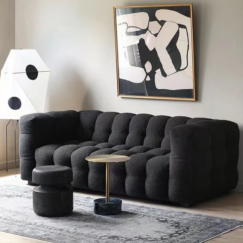 Modern 3/4-seater Tuxedo Arm Sofa Biscuit Back Sofa in Black/White
