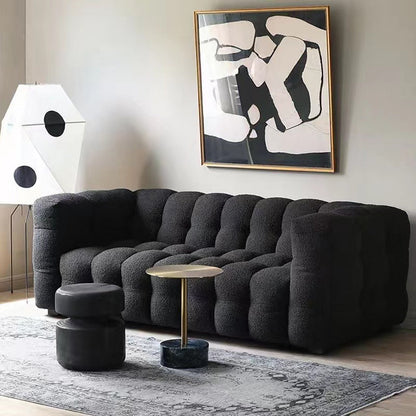 Modern 3/4-seater Tuxedo Arm Sofa Biscuit Back Sofa in Black/White