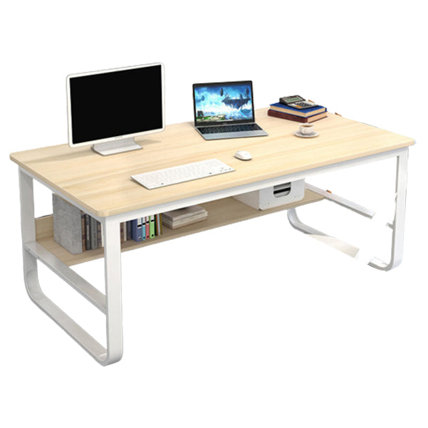 Metal and Wooden Writing Desk Industrial Rectangular Office Desk for Home 55.1"L x 27.6"W x 28.7"H Wood Clearhalo 'furn' 'furn_office_desk' 'Furniture' 'Office Desks' 'Office Furniture' 'office_desk' 5969255