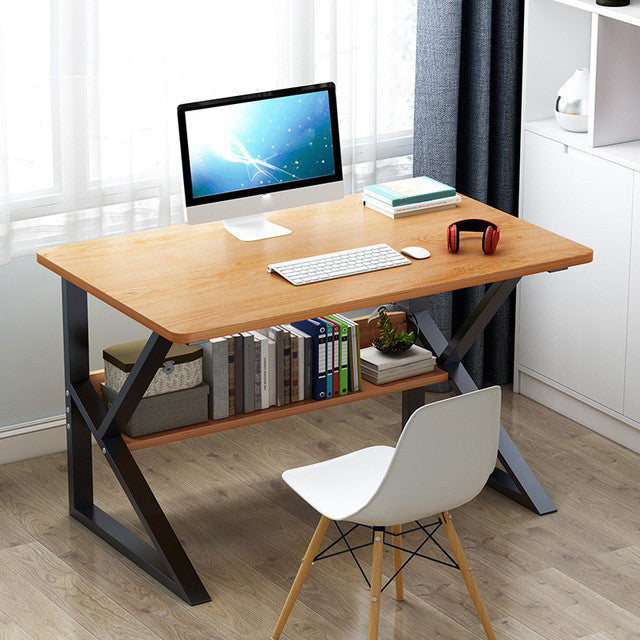 Metal and Wooden Writing Desk Industrial Rectangular Office Desk for Home Clearhalo 'furn' 'furn_office_desk' 'Furniture' 'Office Desks' 'Office Furniture' 'office_desk' 5969257