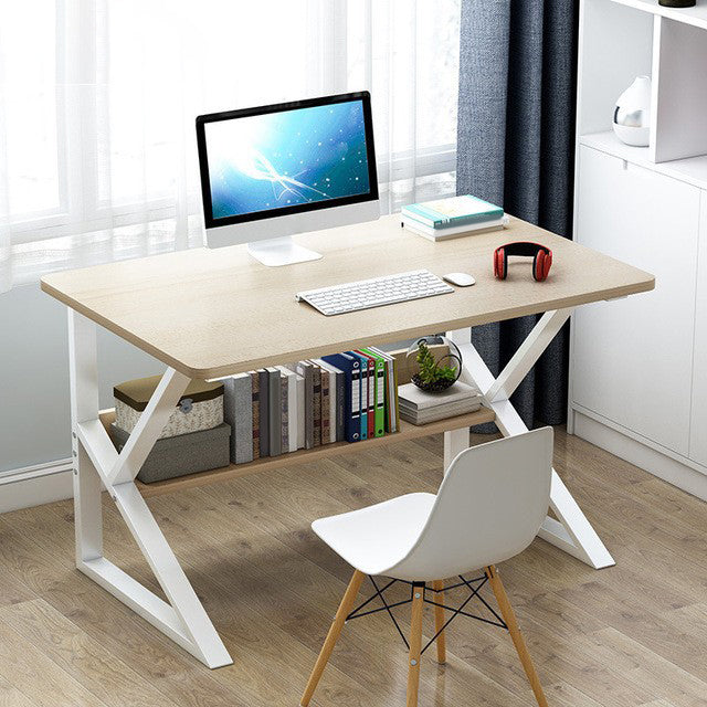 Metal and Wooden Writing Desk Industrial Rectangular Office Desk for Home 31.5"L x 15.7"W x 28.1"H Wood Clearhalo 'furn' 'furn_office_desk' 'Furniture' 'Office Desks' 'Office Furniture' 'office_desk' 5969261