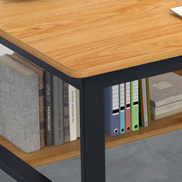 Metal and Wooden Writing Desk Industrial Rectangular Office Desk for Home Clearhalo 'furn' 'furn_office_desk' 'Furniture' 'Office Desks' 'Office Furniture' 'office_desk' 5969263