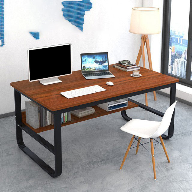 Metal and Wooden Writing Desk Industrial Rectangular Office Desk for Home 47.2"L x 27.6"W x 28.7"H Walnut Clearhalo 'furn' 'furn_office_desk' 'Furniture' 'Office Desks' 'Office Furniture' 'office_desk' 5969264