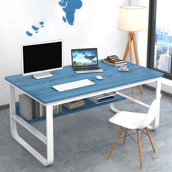 Metal and Wooden Writing Desk Industrial Rectangular Office Desk for Home 47.2"L x 27.6"W x 28.7"H Blue Clearhalo 'furn' 'furn_office_desk' 'Furniture' 'Office Desks' 'Office Furniture' 'office_desk' 5969266