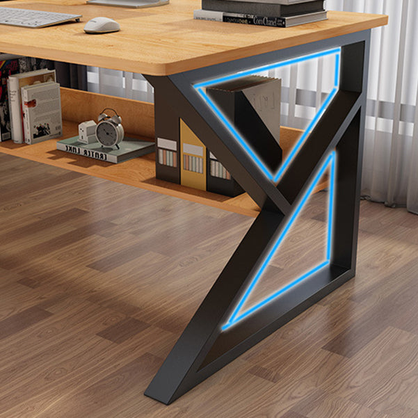 Metal and Wooden Writing Desk Industrial Rectangular Office Desk for Home Clearhalo 'furn' 'furn_office_desk' 'Furniture' 'Office Desks' 'Office Furniture' 'office_desk' 5969267