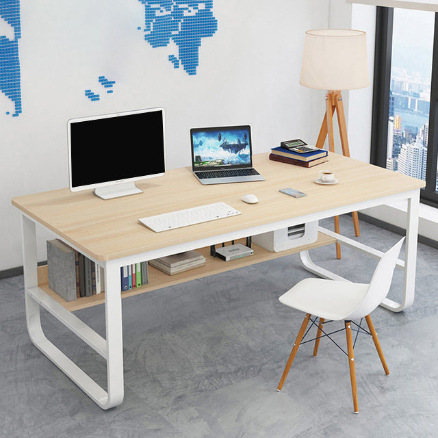 Metal and Wooden Writing Desk Industrial Rectangular Office Desk for Home 47.2"L x 27.6"W x 28.7"H Wood Clearhalo 'furn' 'furn_office_desk' 'Furniture' 'Office Desks' 'Office Furniture' 'office_desk' 5969268