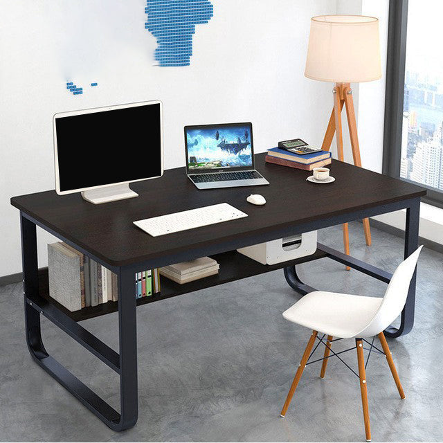 Metal and Wooden Writing Desk Industrial Rectangular Office Desk for Home 47.2"L x 27.6"W x 28.7"H Black Clearhalo 'furn' 'furn_office_desk' 'Furniture' 'Office Desks' 'Office Furniture' 'office_desk' 5969269