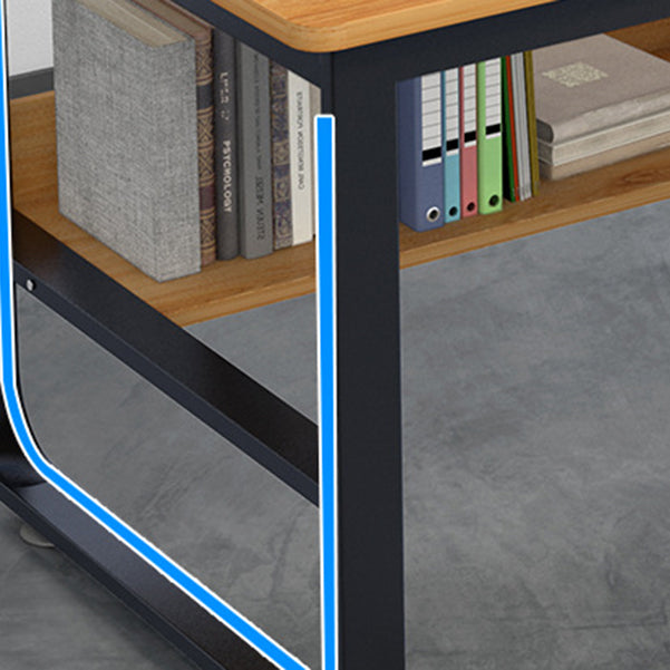 Metal and Wooden Writing Desk Industrial Rectangular Office Desk for Home Clearhalo 'furn' 'furn_office_desk' 'Furniture' 'Office Desks' 'Office Furniture' 'office_desk' 5969270