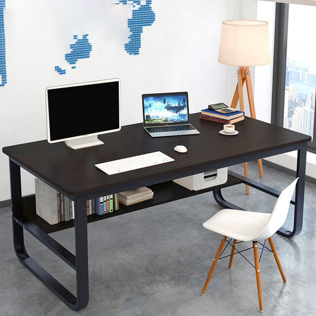 Metal and Wooden Writing Desk Industrial Rectangular Office Desk for Home 55.1"L x 27.6"W x 28.7"H Black Clearhalo 'furn' 'furn_office_desk' 'Furniture' 'Office Desks' 'Office Furniture' 'office_desk' 5969272