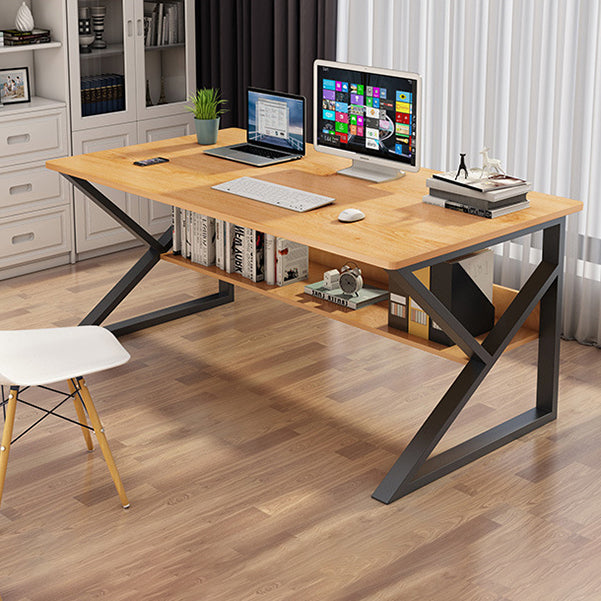 Metal and Wooden Writing Desk Industrial Rectangular Office Desk for Home Clearhalo 'furn' 'furn_office_desk' 'Furniture' 'Office Desks' 'Office Furniture' 'office_desk' 5969276