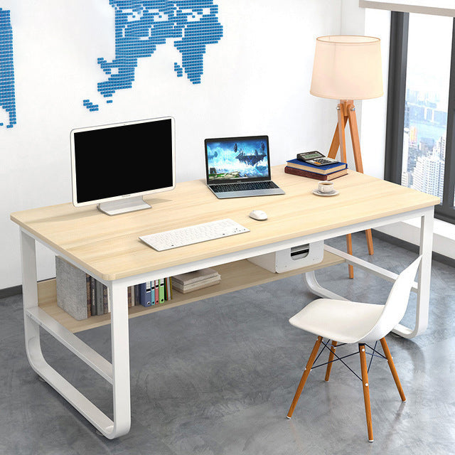 Metal and Wooden Writing Desk Industrial Rectangular Office Desk for Home Clearhalo 'furn' 'furn_office_desk' 'Furniture' 'Office Desks' 'Office Furniture' 'office_desk' 5969278