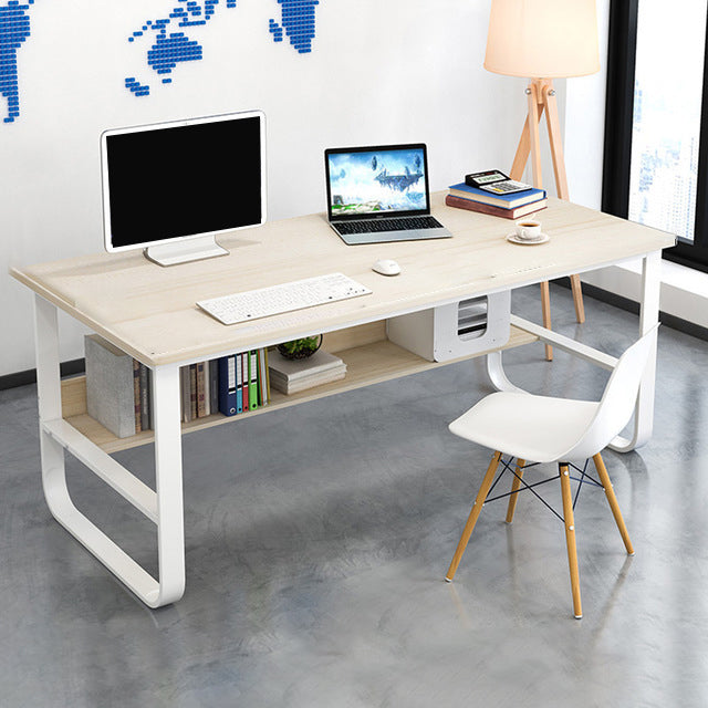 Metal and Wooden Writing Desk Industrial Rectangular Office Desk for Home 63"L x 24"W x 29"H Wood Clearhalo 'furn' 'furn_office_desk' 'Furniture' 'Office Desks' 'Office Furniture' 'office_desk' 5969279