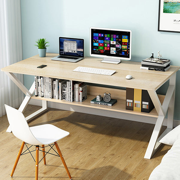 Metal and Wooden Writing Desk Industrial Rectangular Office Desk for Home Clearhalo 'furn' 'furn_office_desk' 'Furniture' 'Office Desks' 'Office Furniture' 'office_desk' 5969280