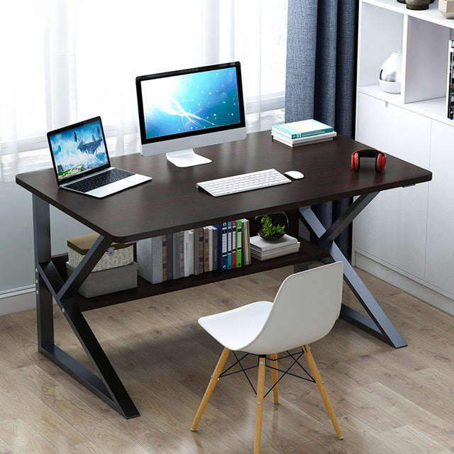 Metal and Wooden Writing Desk Industrial Rectangular Office Desk for Home 47.2"L x 23.5"W x 28.1"H Black Clearhalo 'furn' 'furn_office_desk' 'Furniture' 'Office Desks' 'Office Furniture' 'office_desk' 5969285